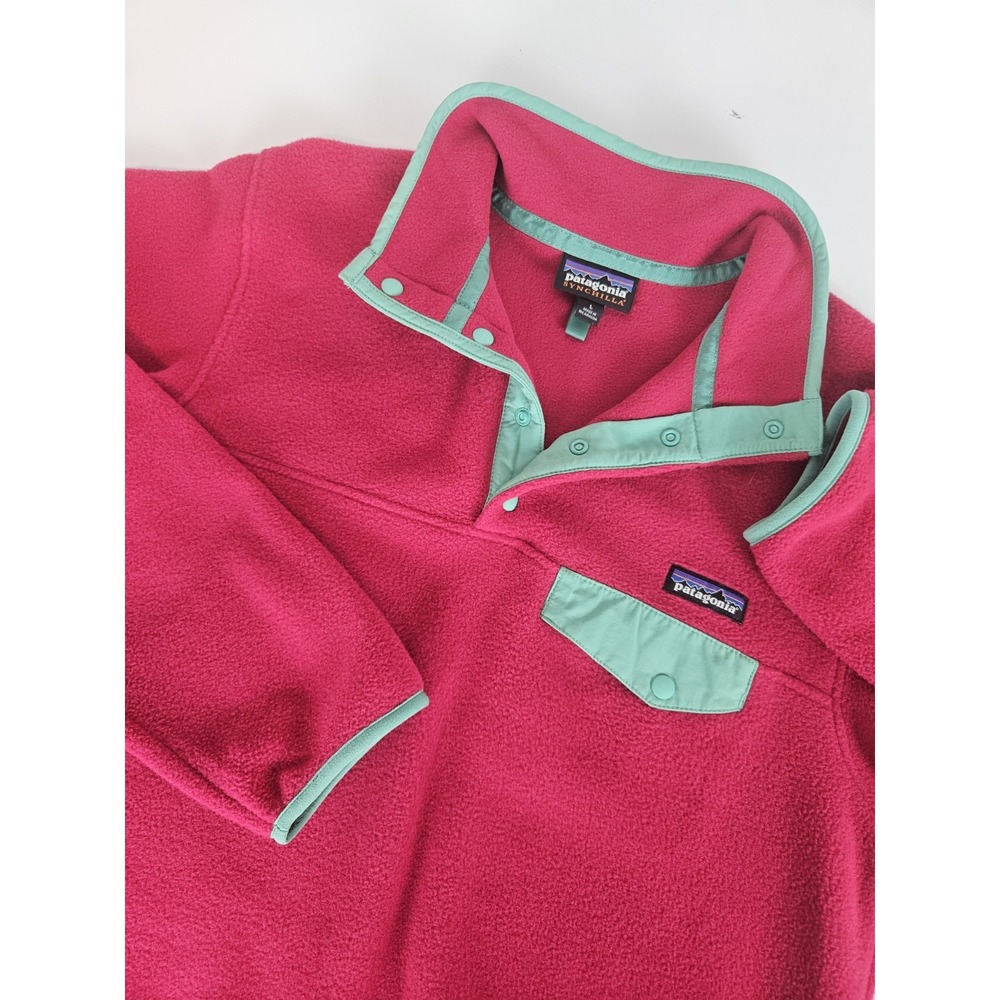 Patagonia Synchilla Women's Quarter Snap Fleece Pullover Sweater Red Large